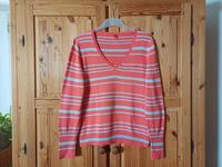 Esprit Pullover orange koralle grau gestreift V-Ausschnitt Hessen - Wölfersheim Vorschau