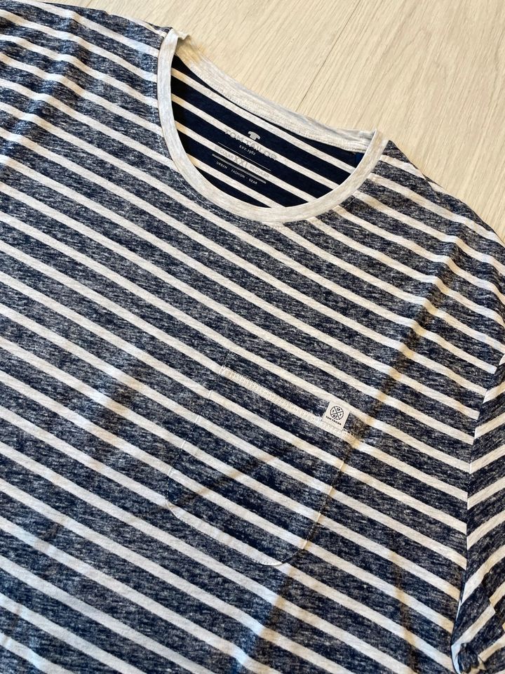 Tom Tailor Herren T-Shirt Größe XXL blau/grau gestreift in Hof (Saale)