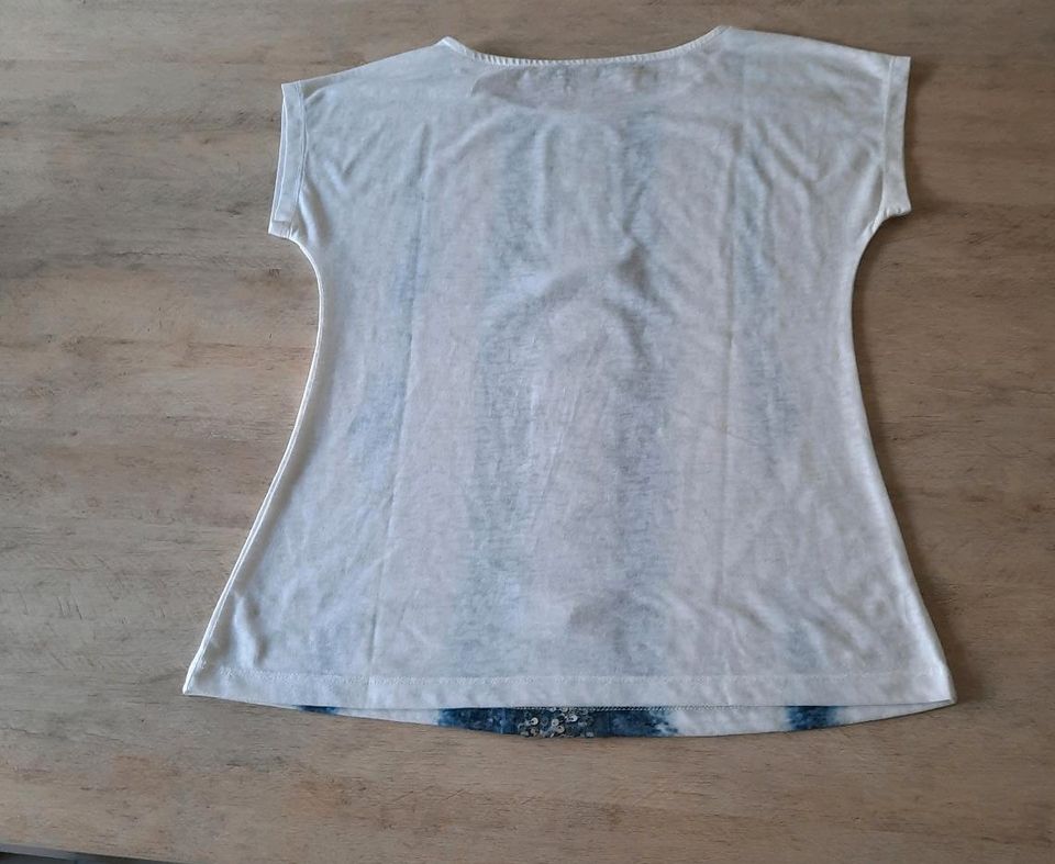Damen T-shirt Größe M Weiß/Blau in Bünde