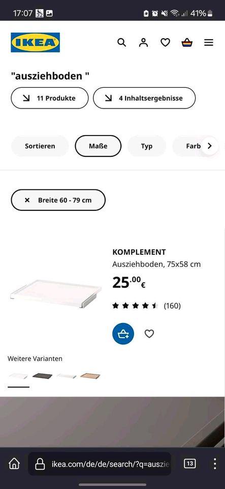 Ikea PAX Komplement Ausziehboden mit Schubladenschiene   75 X 58 in Gelsenkirchen