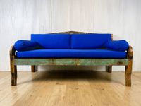 Boatwood by WMK # Besonderes Sofa aus altem Bootsholz, ein handgefertigtes Unikat aus massivem Teakholz mit neuer Polsterung & Kissen in schönem Blau # Couch Daybed Liege Bigsofa Loveseat Bootsmöbel Friedrichshain-Kreuzberg - Friedrichshain Vorschau