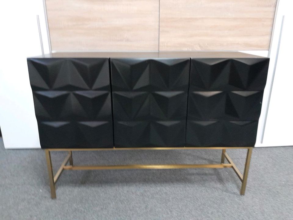 Leonique Sideboard "Rovuma",schwarz/goldfarben in Mühlhausen