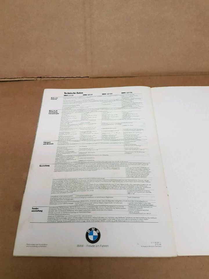 BMW 3.0CS, 3.0CSI, 3.0CSL, 2,5CS Prospekt von 02/1975 in Siegburg