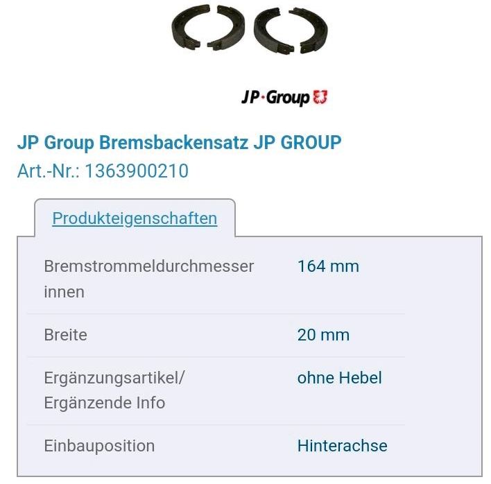 Bremsbacken hinten  Mercedes B160 W245 in Saarbrücken