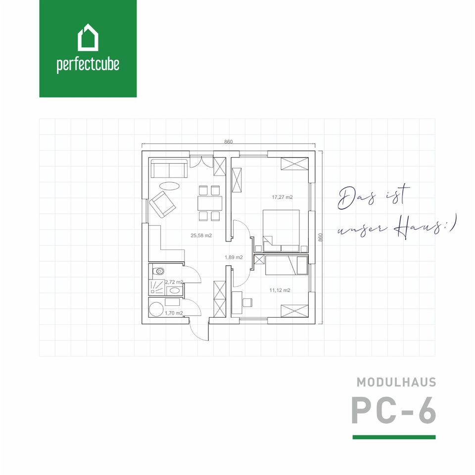 Modulhaus PC 6 von Perfect Cube Innenfläche 60,3m² Neubauprojekt Fertighaus in Passau