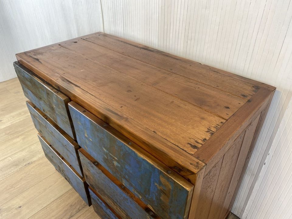 Boatwood by WMK # Wunderschöne Schubladenkommode aus altem Bootsholz, ein handgefertigtes Unikat aus massivem Teakholz # Schrank Kommode Wäschekommode Sideboard Wickelkommode Flurkommode Chest Teak in Berlin