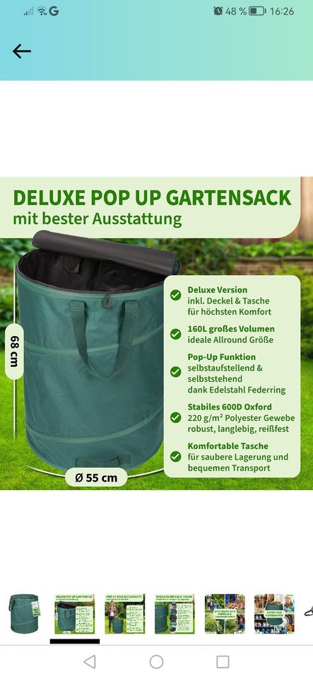 Gartensack mit Deckel, Neu, NP:24,90 in Lörrach