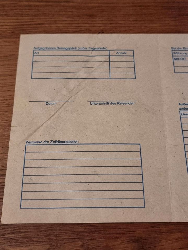 Zoll & Devisenerklärung DDR 11.11.1989 in Stechow-Ferchesar