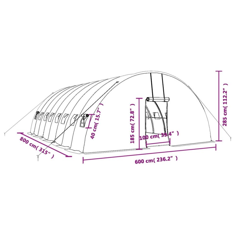 Gewächshaus Weiß 48 m² 8x6x2,85 m in Rülzheim