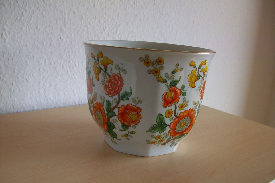 Bayreuther Waldsassen Blumenübertopf weiß/orange  13cm x 16cm in Greifswald