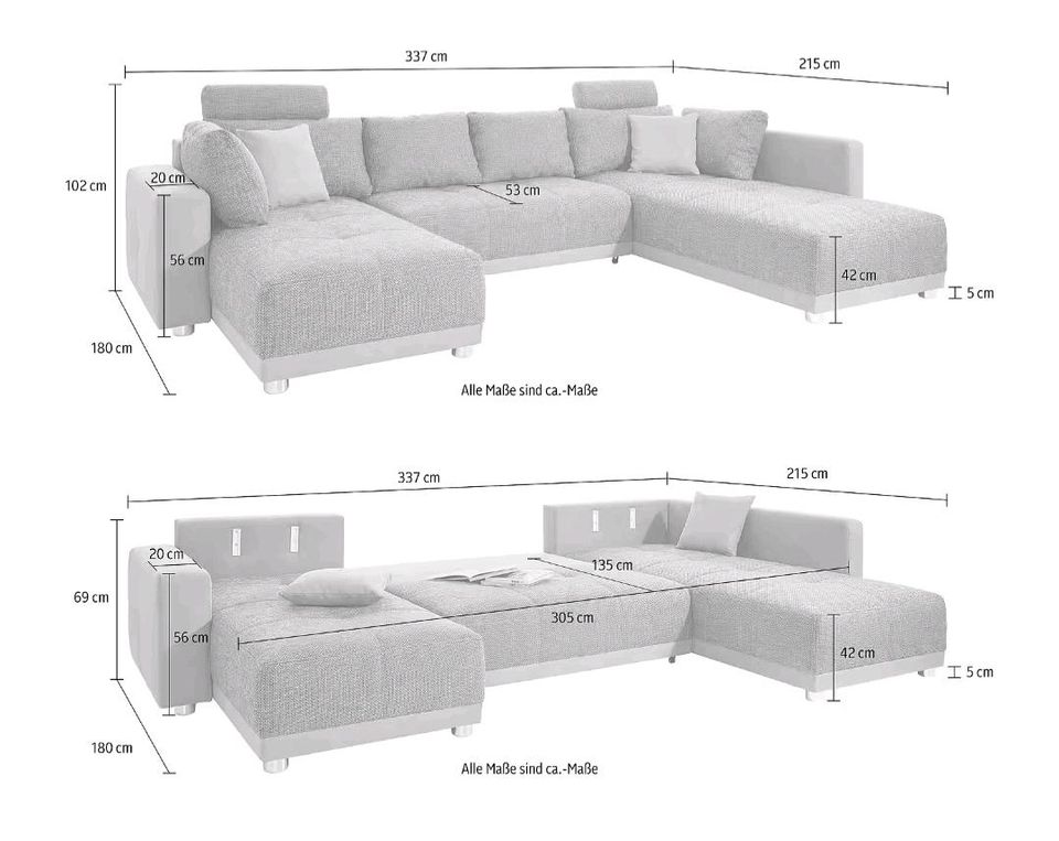 Wohnlandschaft, Bettcouch, Couch, Sofa, Jockenhöfer neuwertig in Altenkirchen Pfalz