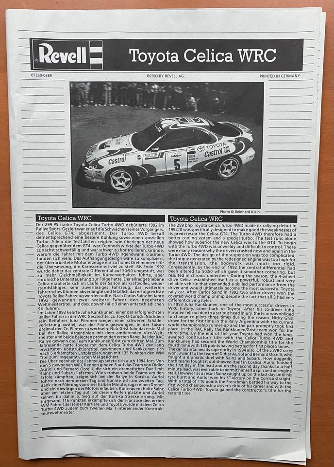 Neuer Preis: Revell Modellbausatz „Toyota Celica WRC“ in Essen