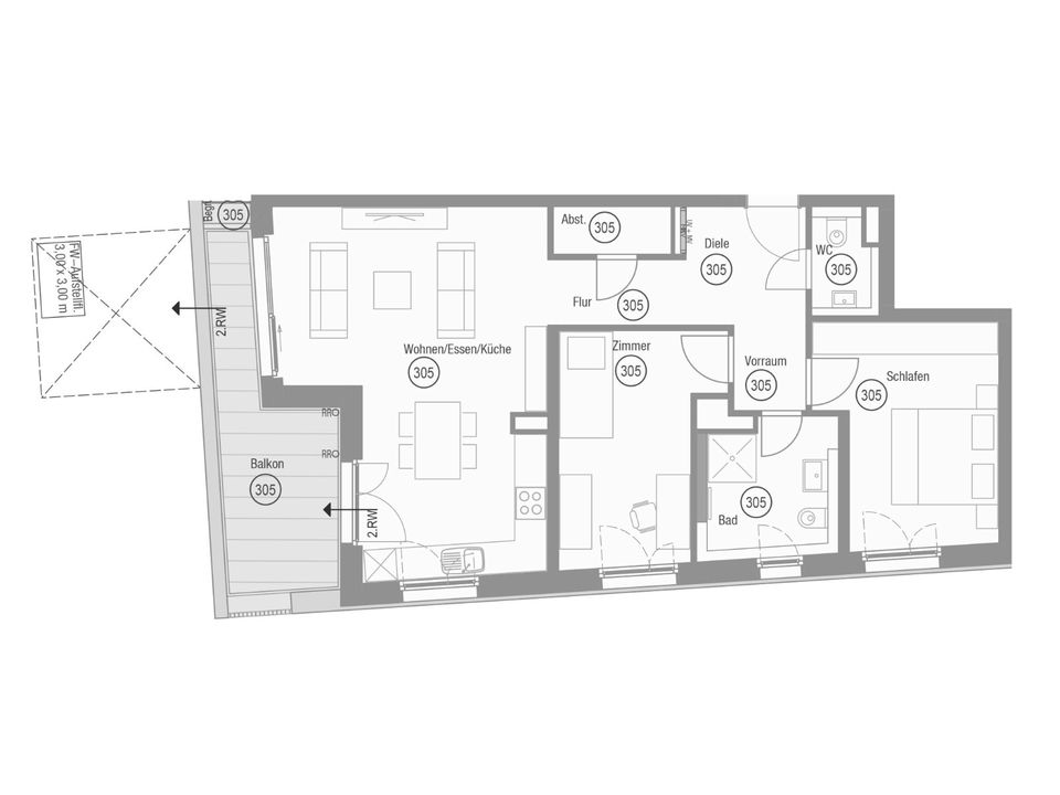 Moderne und großzügige 3-Zi-Wo in Südhanglage - WE305 in Weinsberg