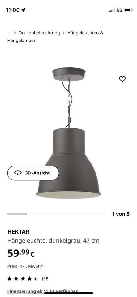 Deckenlampe IKEA Hektar 47cm in Hallerndorf