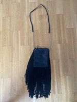 Fringe Bag Echtleder Tasche von Mango mit Franzen schwarz Bayern - Wallerstein Vorschau