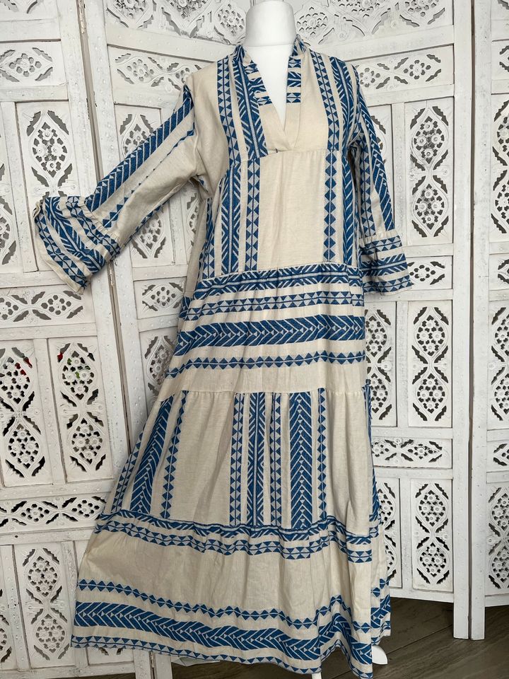 Damen Maxi Kleid gewebte Stoff Blau Azteken Stick Beige in Rheinland-Pfalz  - Mainz | eBay Kleinanzeigen ist jetzt Kleinanzeigen