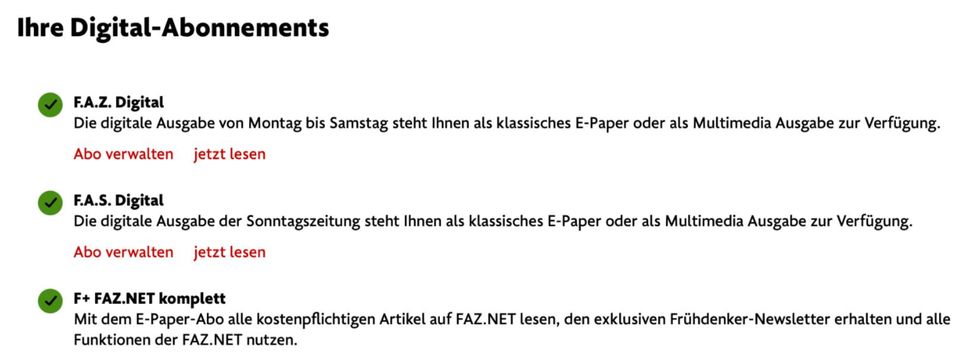 Biete FAZ Digital Abo Frankfurter Allgemeine Zeitung in Hamburg