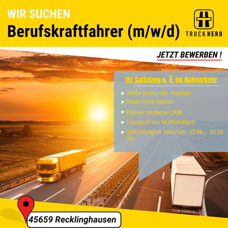 Berufskraftfahrer(m/w/d) 3000€ brutto im Nahverkehr(Klasse C) in Recklinghausen