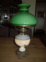 alte Porzellan Petroleumlampe grüner Schirm Blumen- Blattdekor Hessen - Geisenheim Vorschau