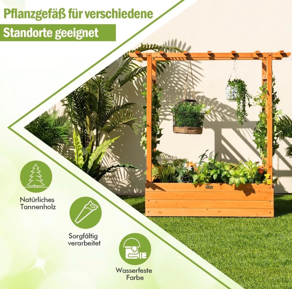 Pflanzkasten Gartenspalier Rankgitter Blumentopf Holz Hochbeet in Bebra