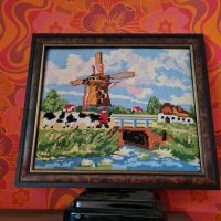 Gewebtes Bild einer Mühle Pferdebild Gemälde Hunde Landhaus 70er Saarland - Lebach Vorschau