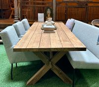 300 cm Gartentisch Teakholz mit X Füßen NEU Teak Holz Massiv Gartenmöbel Garten Möbel Echtholz Tisch Outdoor Table Tuin Braun Recheckig Nordrhein-Westfalen - Wermelskirchen Vorschau