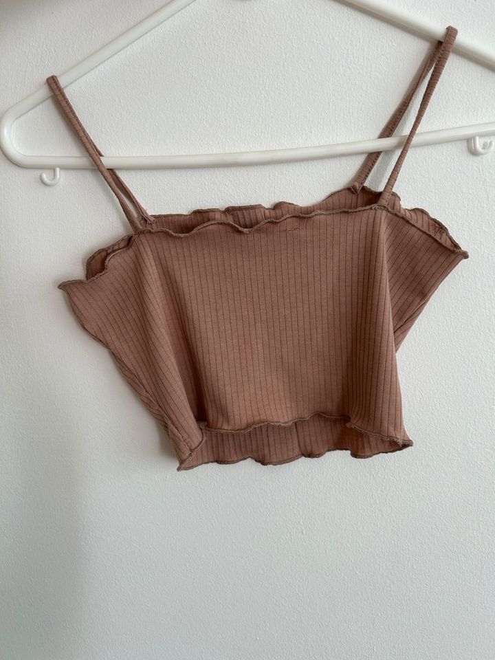 Crop Top Gr. XS 34/36 rosa braun altrosa Muschelsaum Knöpfe in Nürnberg (Mittelfr)