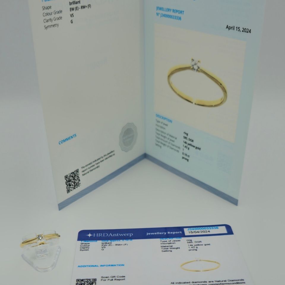 Ring Gold 585 mit Diamant - HRD Zertifikat -Solitär Brillant Ring in Stuttgart