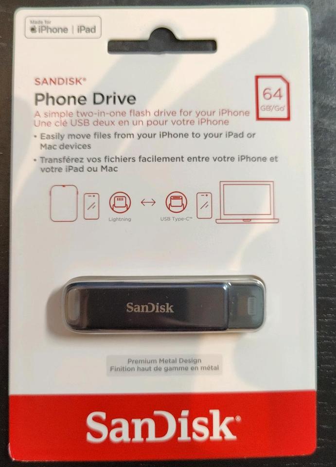 SanDisk Phone Drive 64GB - USB Stick mit USB-C und Lightning NEU in Aschheim
