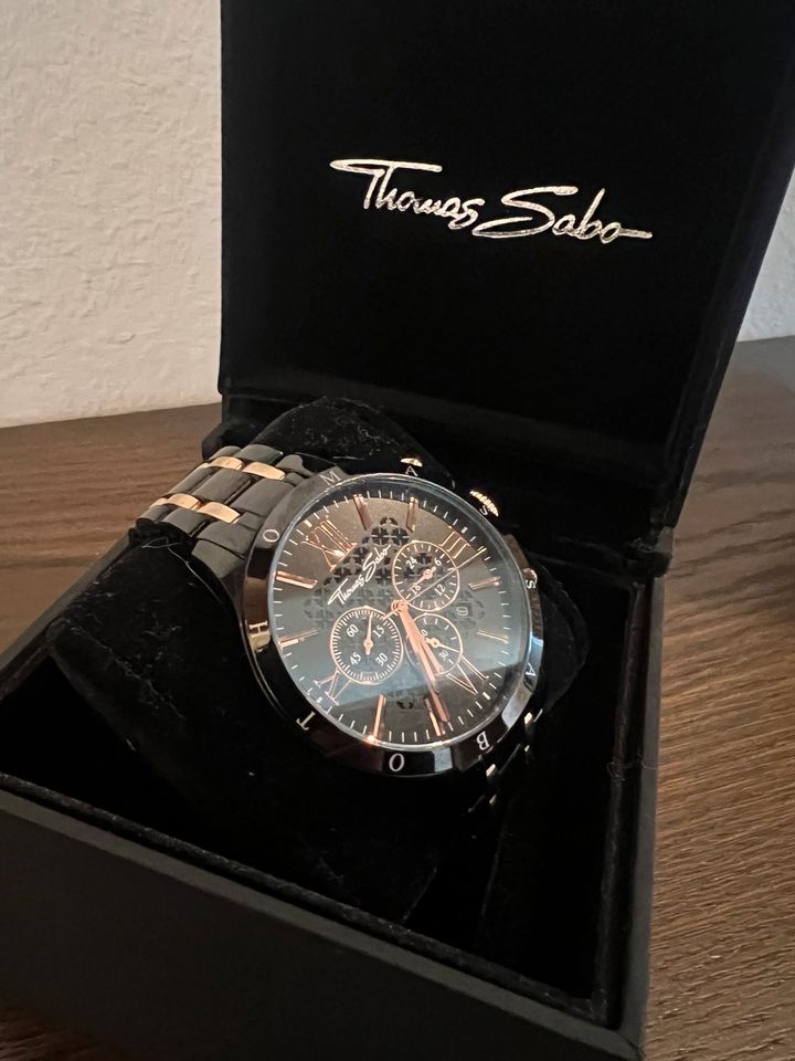 Thomas Sabo Herren Uhr Chronograph schwarz rosegold  WA0196 in Lotte
