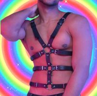 Herren Harness Oberteil aus Kunstleder in schwarz Rave Techno Mitte - Wedding Vorschau