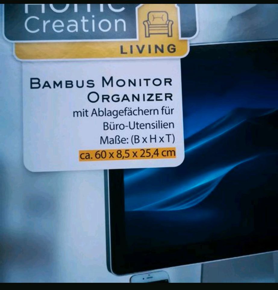 Bambus Monitor Organizer weiß 