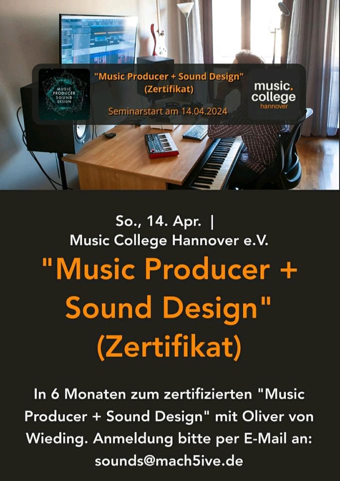 Music Producer + Sound Design (Zertifikat) - Start am 14. April! in Hannover