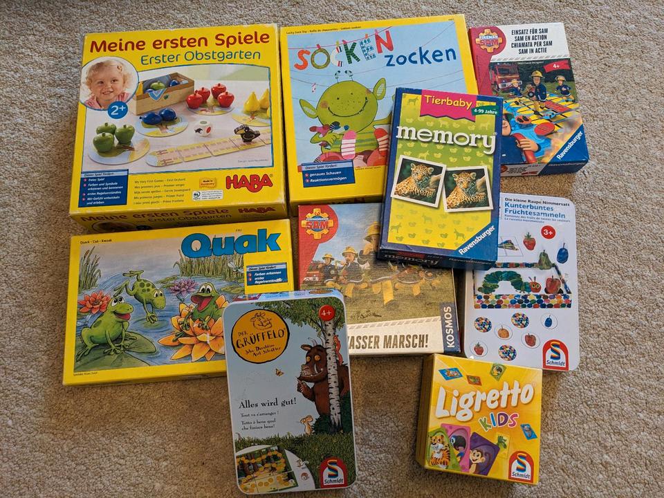 Spiele für Kinder Ligretto Obstgarten Haba Freuerwehrmann Sam in Biebergemünd