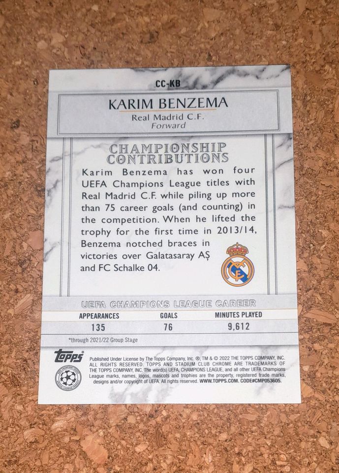 Karim Benzema Topps Stadium Chrome Contributions Karte !! in Willstätt