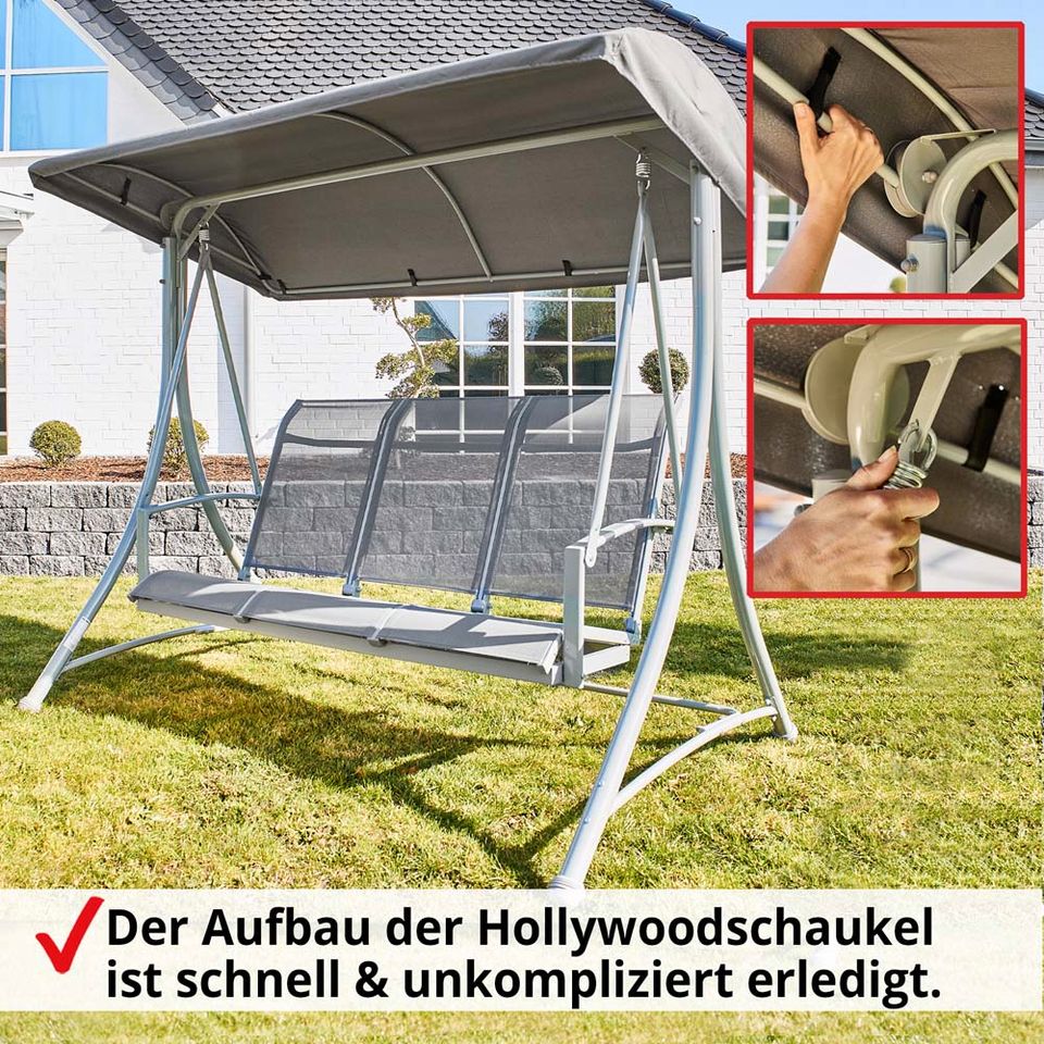 Hollywood Schaukel Relax Garten Bank mit Sonnen Dach Himmel Hänge Sitz 3-Sitzer in Greven