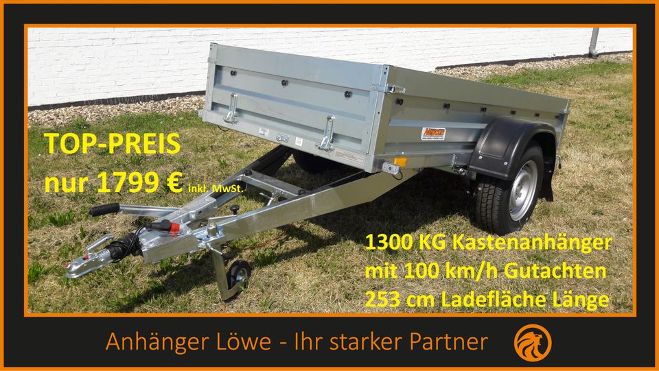 Neuer 1300 KG Anhänger, kippbar, 100 Km/h, PKW-Anhänger, Trailer in Ilsede