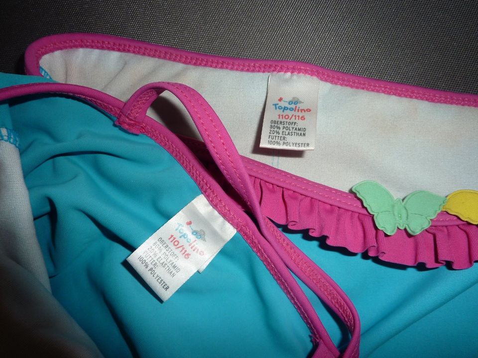 Bikini Badeanzug 110 116 Topolino blau pink Blumen TOP in Husum