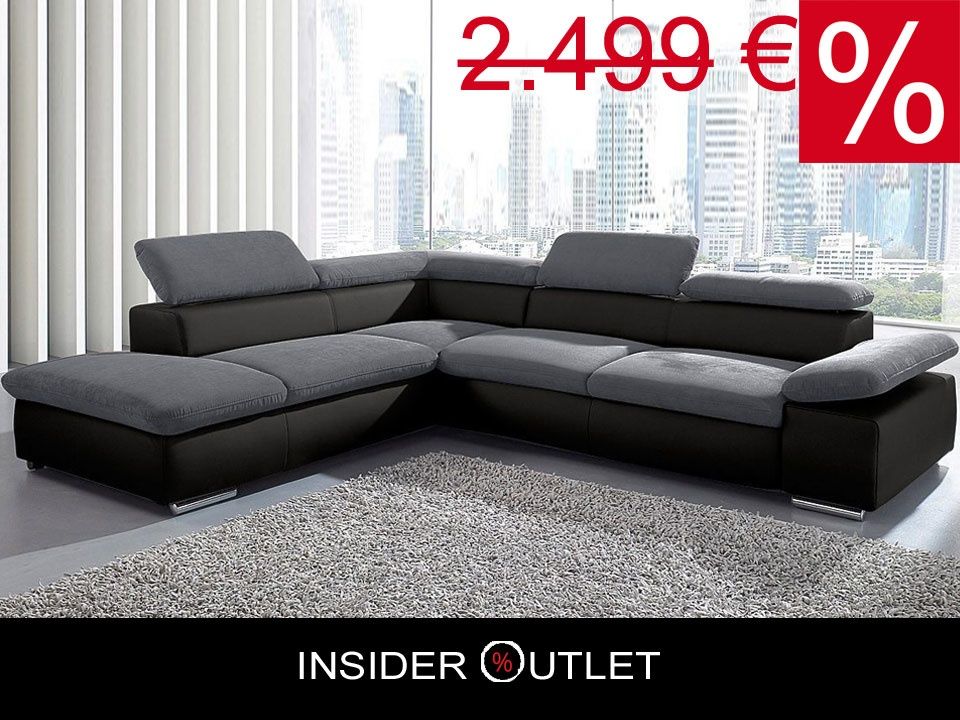 Ecksofa ★ 272x226cm Grau Schwarz Luxus-Microfaser Nubuck in Köln