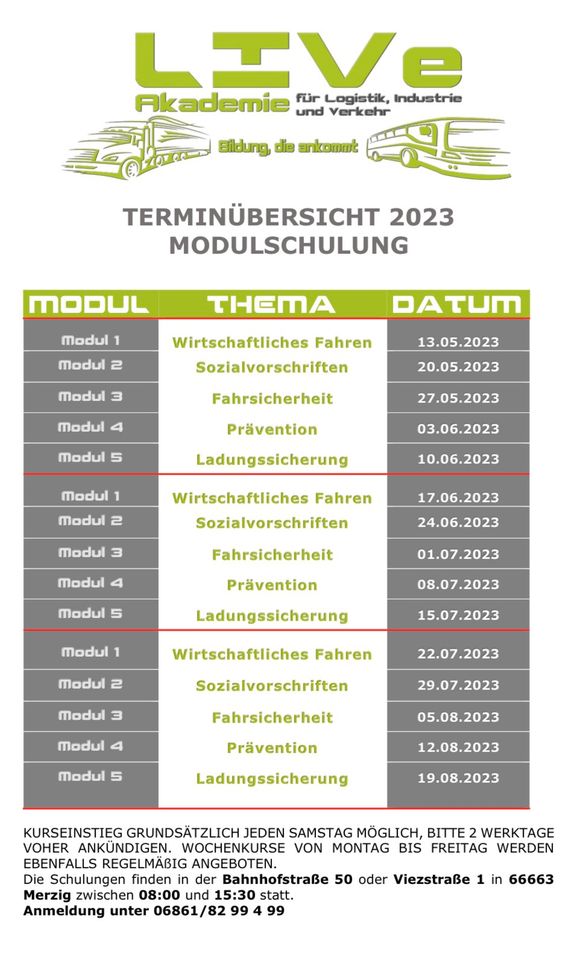 Modulschulung / Module / Weiterbildung für Busfahrer in Merzig