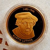 4 Medaillen 500 Jahre Reformation  - Lutherrose 24K.vergoldet PP Hessen - Michelstadt Vorschau