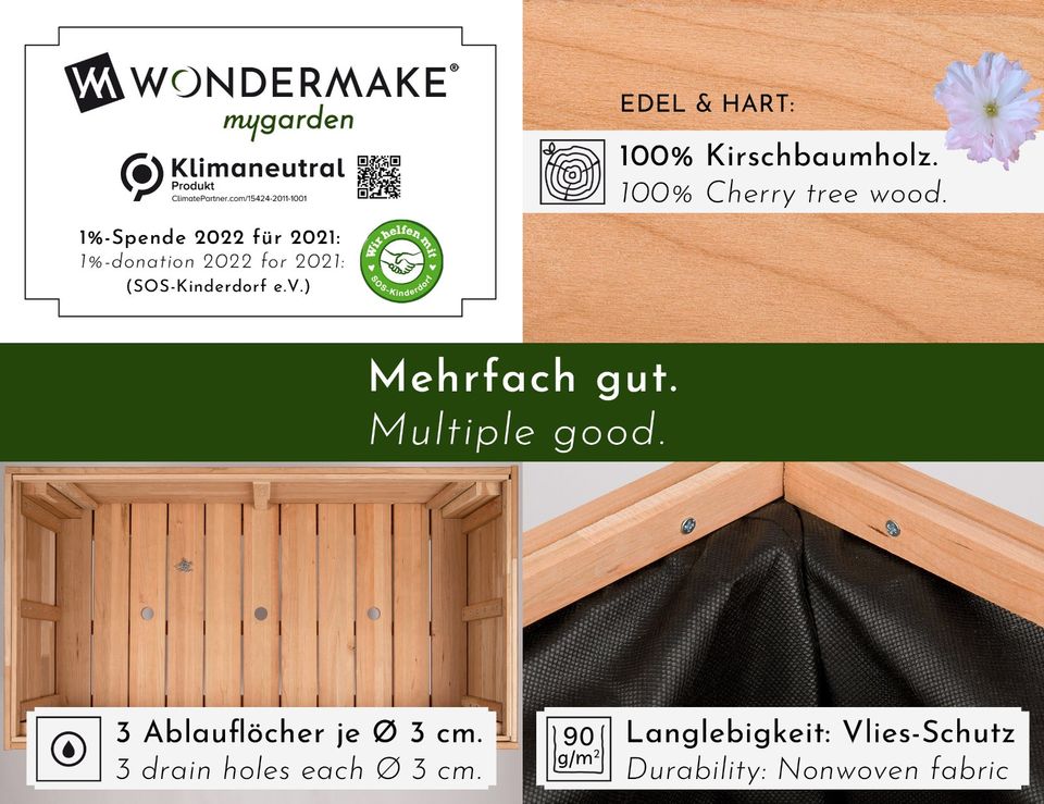 Hochbeet aus KIRSCHBAUM Holz groß Balkon Pflanzkasten Kräuterbeet in Friedberg (Hessen)