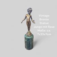 Vintage Bronze Statue Junge mit Rose 7x33x7cm Düsseldorf - Golzheim Vorschau