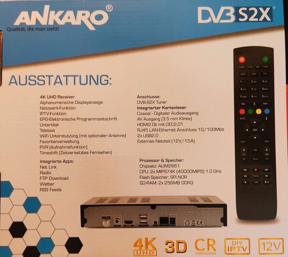 Ankaro SAT Receiver,DVB-S2X,4K,PVR in Mülheim (Ruhr)