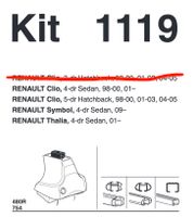 Thule kit 1119 -  Fuß-Satz 754 - Renault Clio Baden-Württemberg - Freudenstadt Vorschau