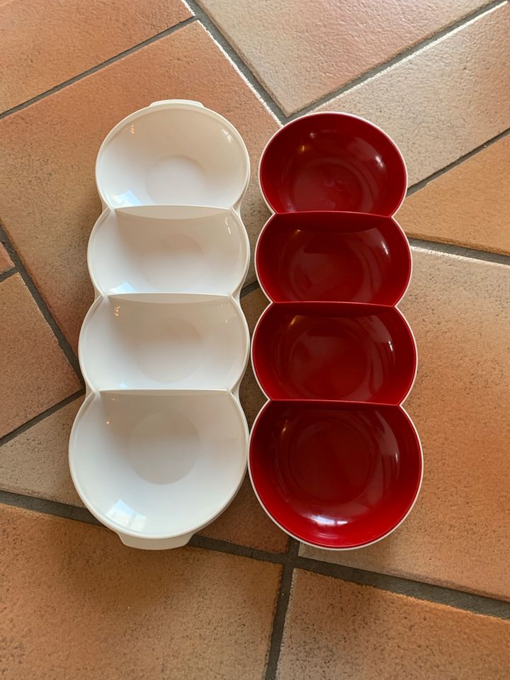 Tupperware Perle mit Deckel rot weiß in Tetenhusen