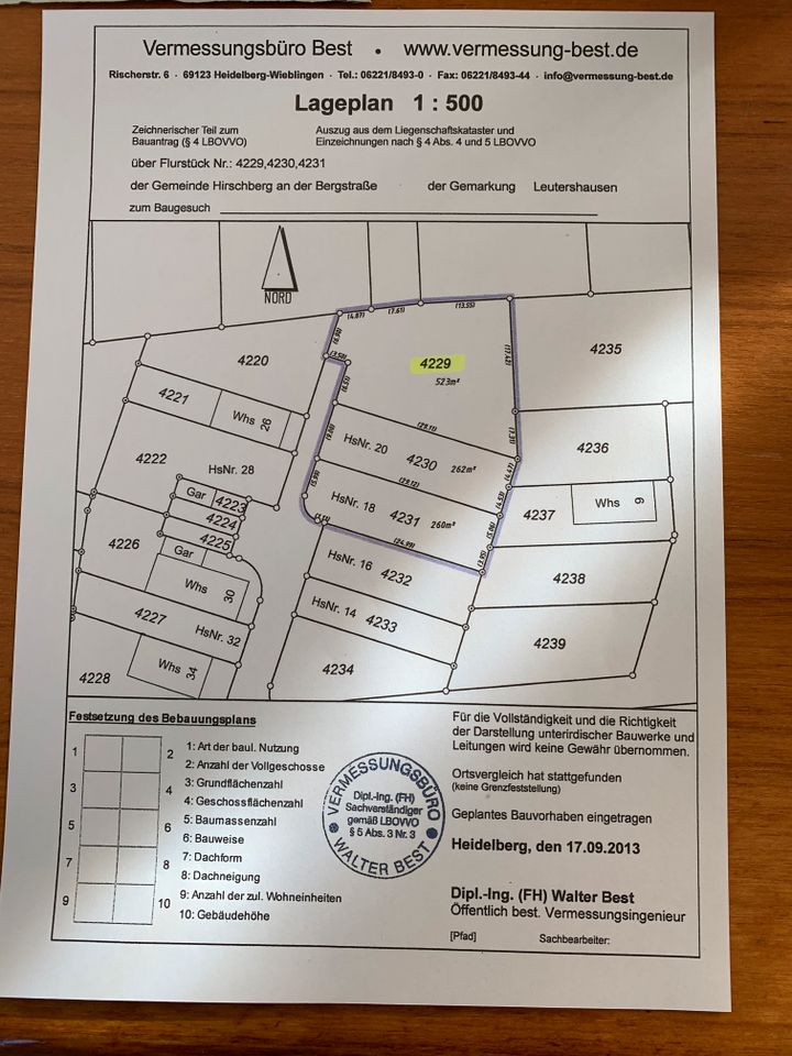 Attraktives Baugrundstück nördlich der Weinheimerstraße 22 in Hirschberg a.d. Bergstr.