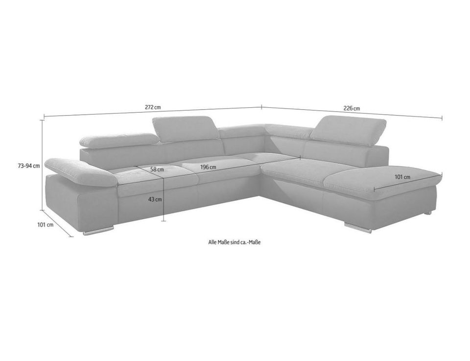 Ecksofa Sofa Bettfunktion Kopfteilverstellung Polsterecke✔ 272 cm in Hamburg