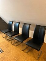 4 Stühle schwarz Leder mit silbernen Beinen Dortmund - Aplerbeck Vorschau