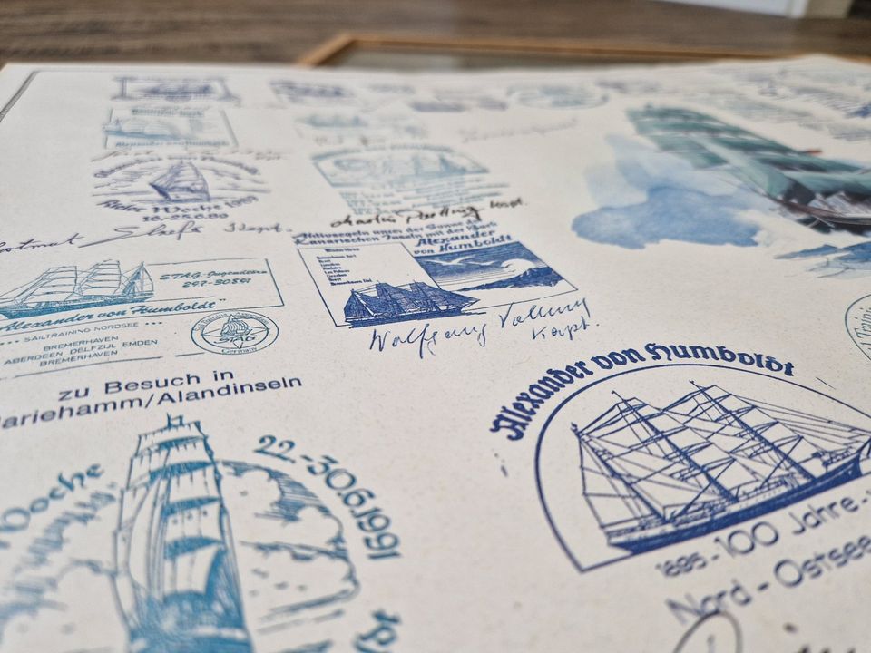 Bordstempel mit Unterschriften Bark „Alexander von Humboldt“ in Carolinensiel